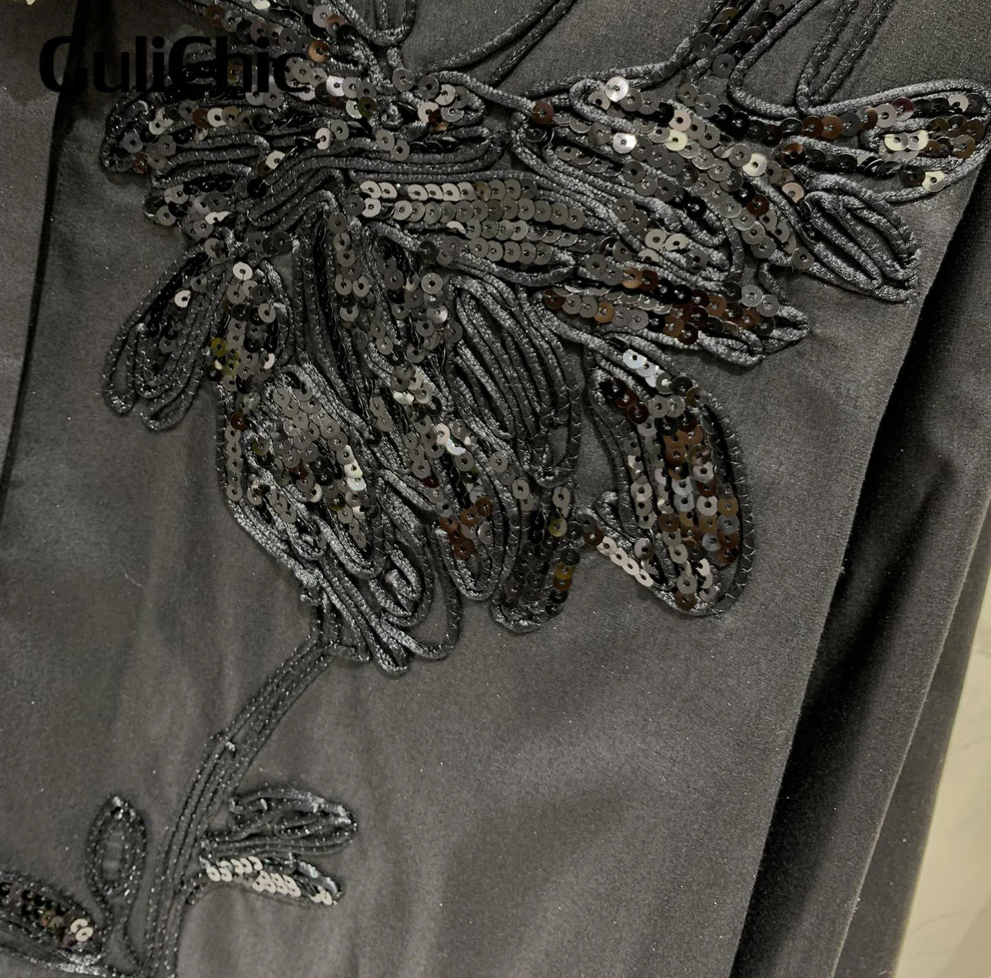 11 12 GuliChic женская рубашка с блестками и вышивкой бисером темпераментная модная