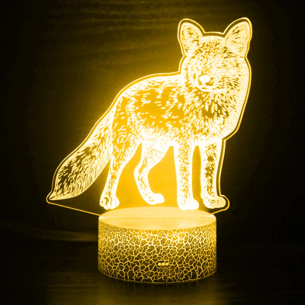 Ночник в виде животного волка для детей 3D иллюзия ночная лампа изменение цвета