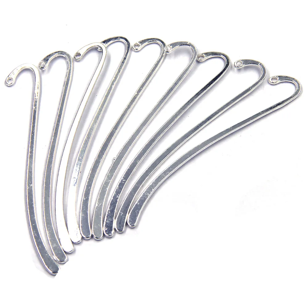 50Pcs Bookmarks With Hole Smooth Metal Silver Plated For Book Reading Jewelry DIY Making Findings Charms 86mm