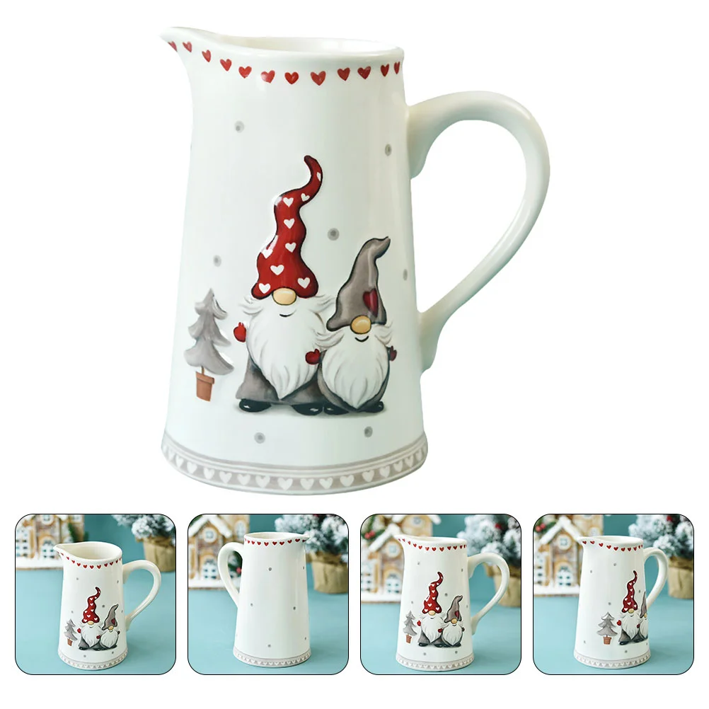 

Pitcher Water Ceramic Kettle Jug Cold Christmas Creamer Tea Handle Ceramics Beverage Pot Vase Jar Pourer Style Porcelain Santa
