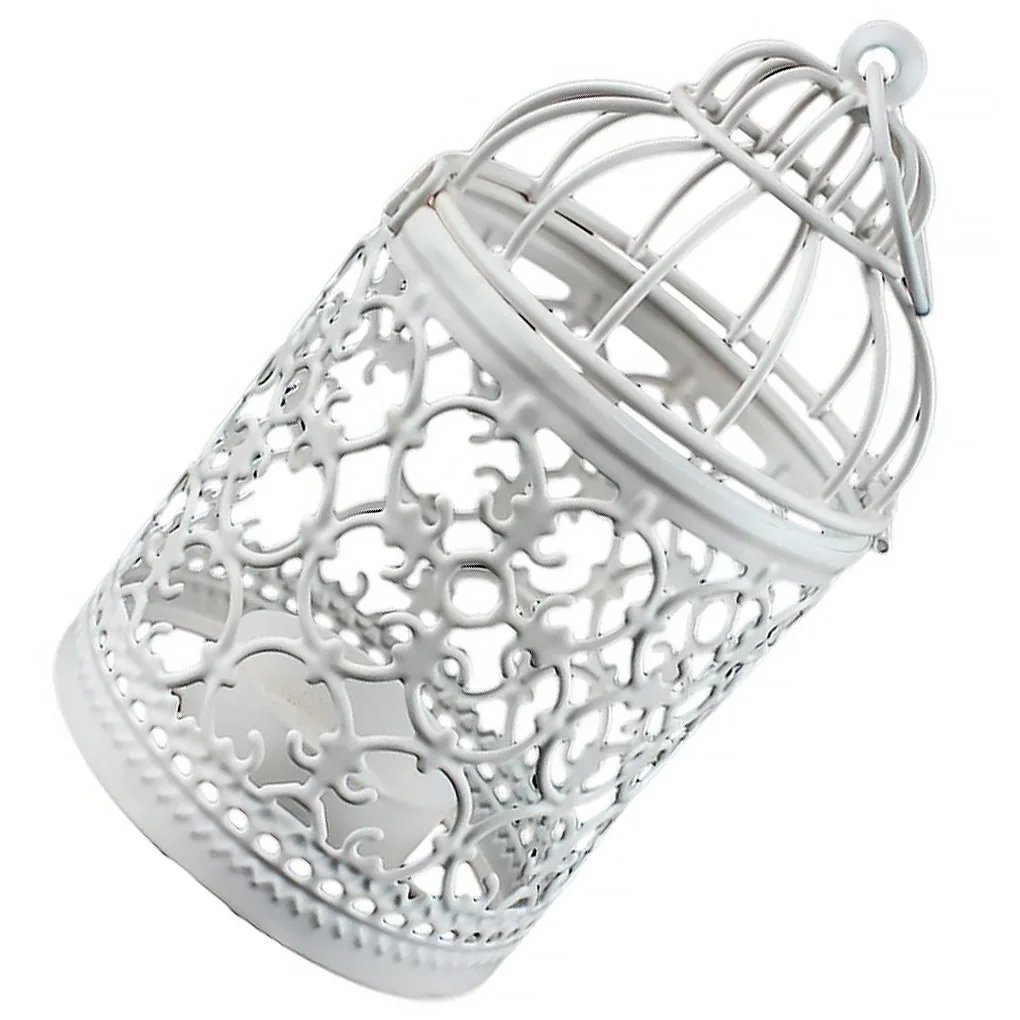

Hollow Holder Candlestick Tealight Hanging Lantern Bird Cage Vintage Wrought Candle Vintage Suspension Lantern Decor