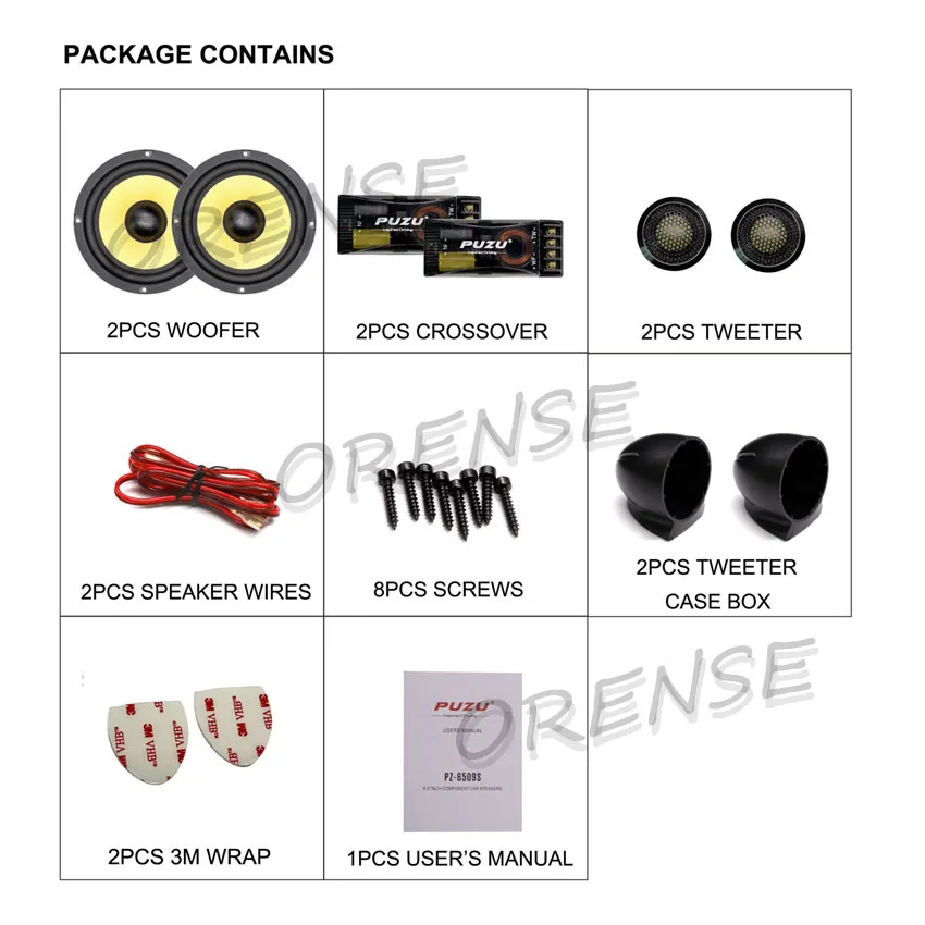 PZ-6509S 2-полосные автомобильные аудиоколонки с выходной мощностью 180 Вт