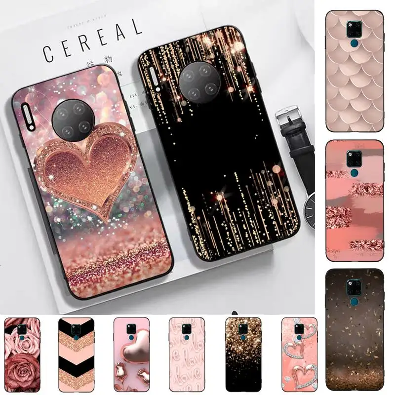 

Love Rose Gold Style Phone Case for Huawei Mate 20 10 9 40 30 lite pro X Nova 2 3i 7se