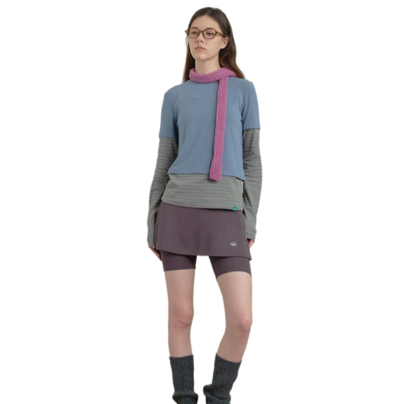 Популярный шейный шарф для девочек удобный декоративный вязаный однотонный