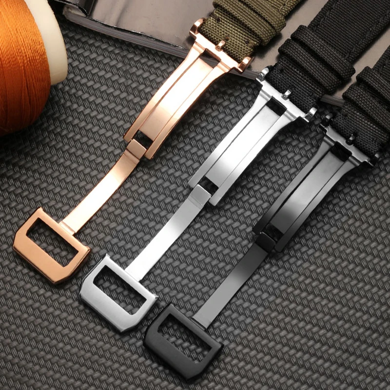Nylon + Leather Bottom Watchband For IWC Pilot Seiko Citizen BM7140 Waterproof Canvas Bracelet Strap Green Black 20mm 21mm 22mm