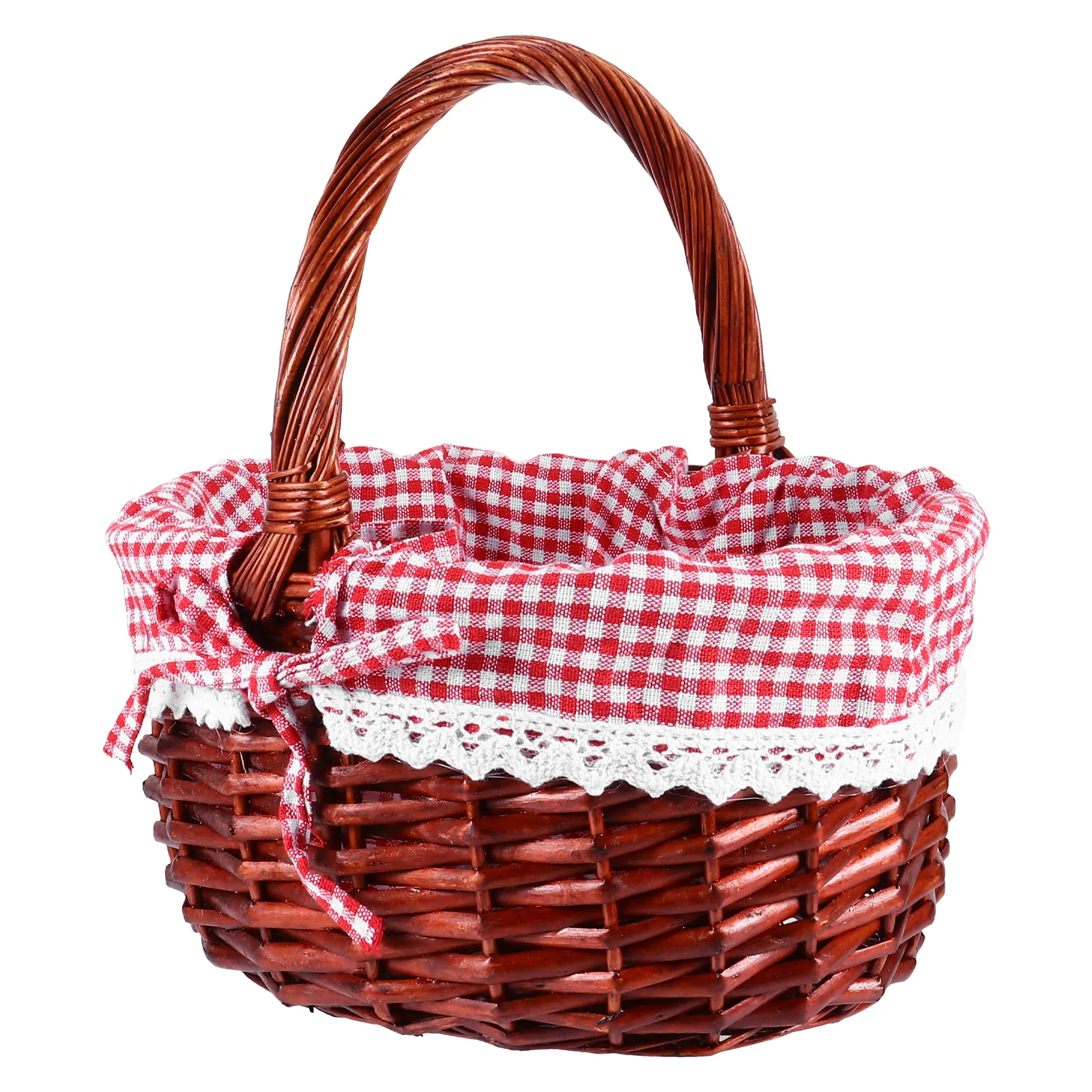 

Basket Woven Wicker Storage Picnic Flower Baskets Rattan Wedding Girl Handles Willow Rustic Wooden Decorative Fruit Gift Easter