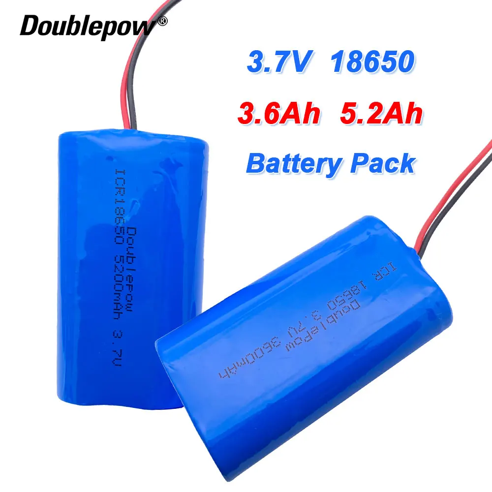 3.7V 18650 lithium battery 3600mAh/5200mAh 18650 Rechargeable battery pack megaphone speaker protection board +XH-2P PLUG