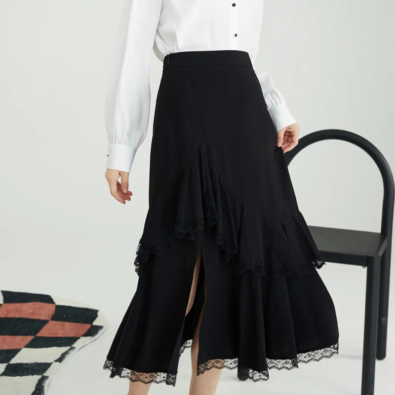 INMAN/весенне-летняя Милая женская юбка трапециевидной формы с разрезом длинные