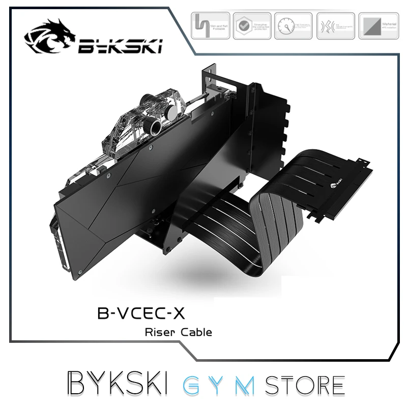 

Bykski Graphics Card GPU Holder Vertical Mounting Kit, Bracket + 25cm Extension Riser Cable, PCIE3.0x16