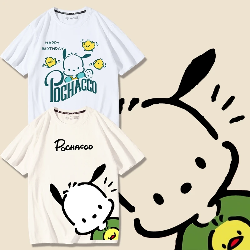 

Sanrio Pochacco Kawaii Short-Sleeved Girl Heart Sanrio Joint T-Shirt Female Summer Cartoon Cotton Students Around Short-Sleeved