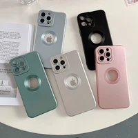 original solid color hole electroplated soft tpu case for iphone 13 pro max 12 11 logo hollow camera protection armor cover