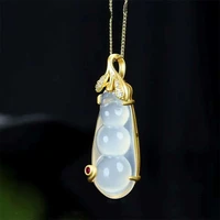 hot selling natural hand carved gold color 24k inlay jade fukudou necklace pendant fashion jewelry men women luck gifts