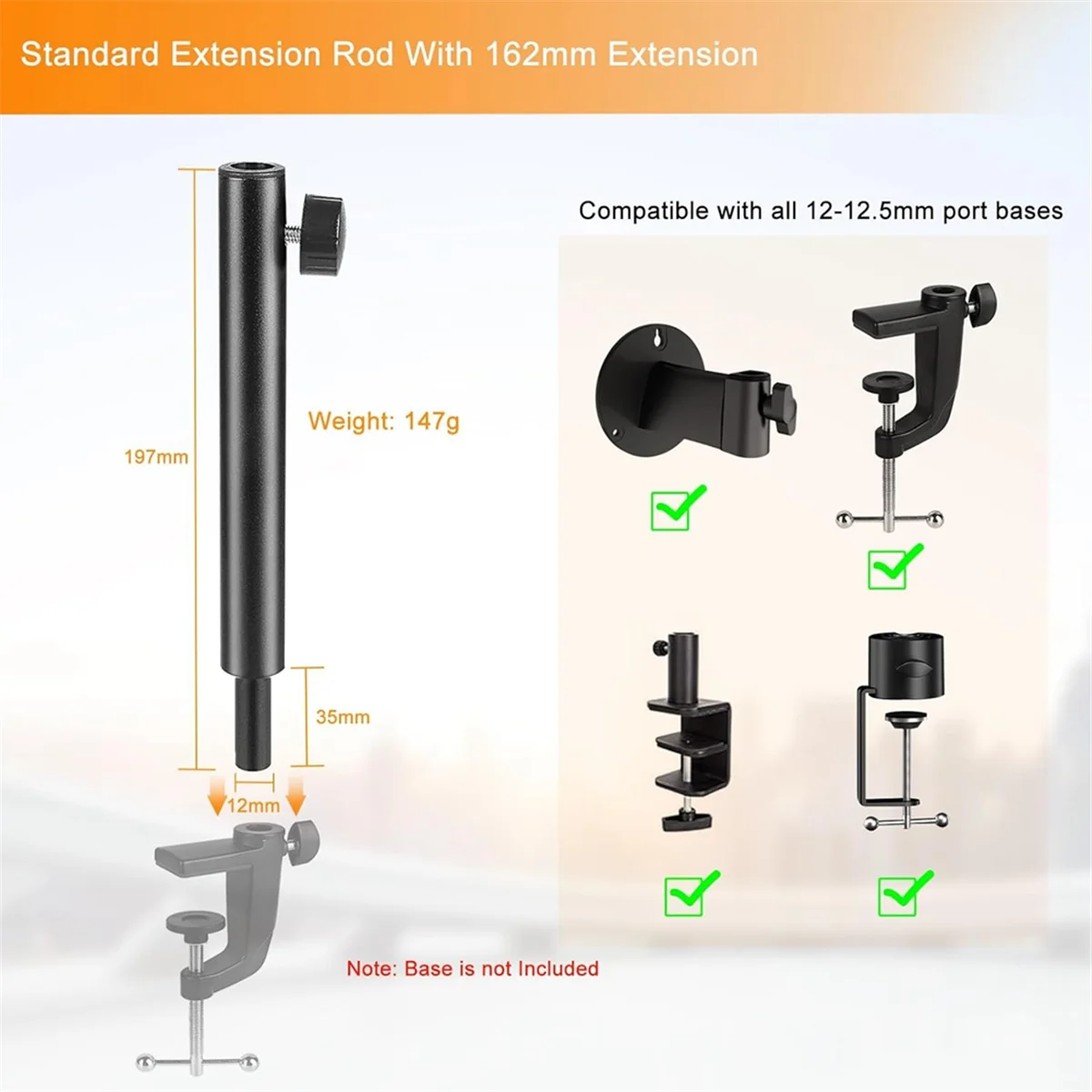 Microphone Boom Arm Extension Tube Mic Stand Riser for Suspension Scissor Holder