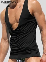 comfortable loungewear men stylish v neck waistcoat casual simple male solid comfortable sleeveless tank tops s 5xl incerun 2022