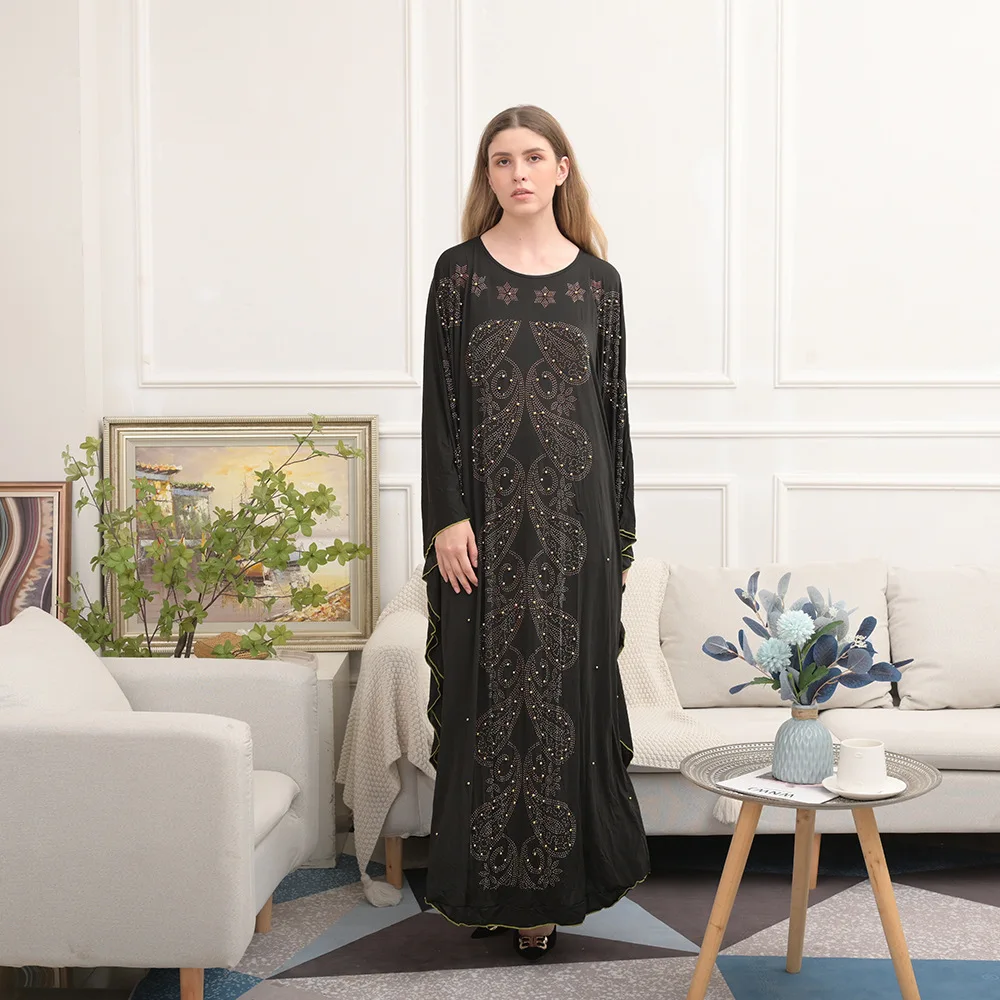 Abayas For Women 2022 New Middle East Dubai Black Bat Sleeve Chiffon Muslim Dress Women Robe Turkish Femme Musulmane