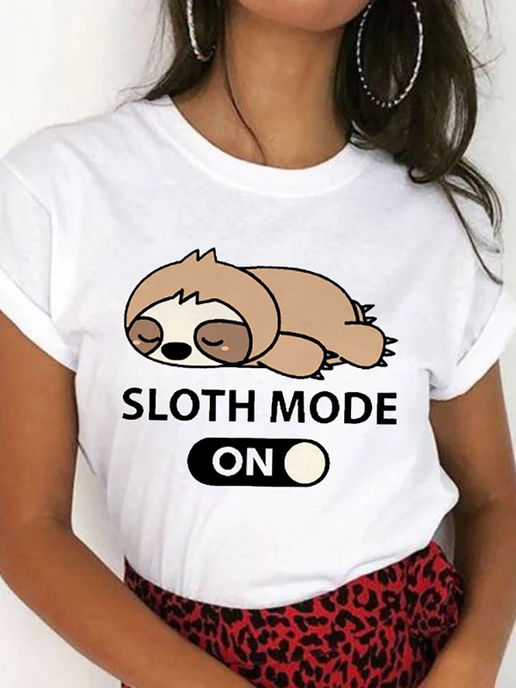 

Женская футболка, леди Ленивец, забавная кавайная Повседневная рубашка в стиле 90-х, мультяшная одежда, футболка, футболка, Женский Топ, футбо...