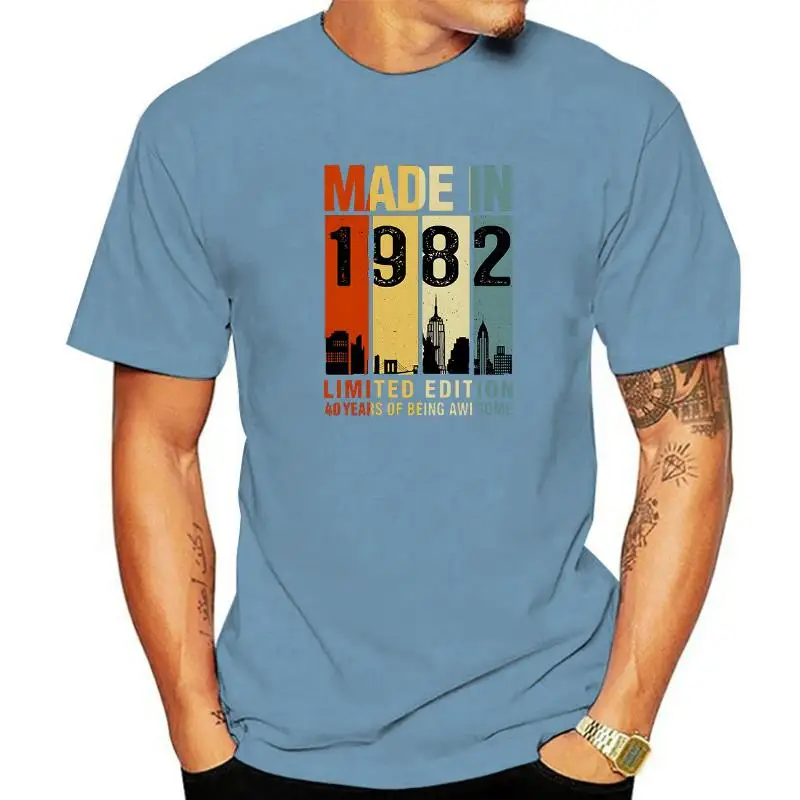 

Made In 1982 Retro Classic T Shirt Printed Pure Cotton 2022 Summer Harajuku Casual Man and Women Tees Short Sleeve Daily FASHION