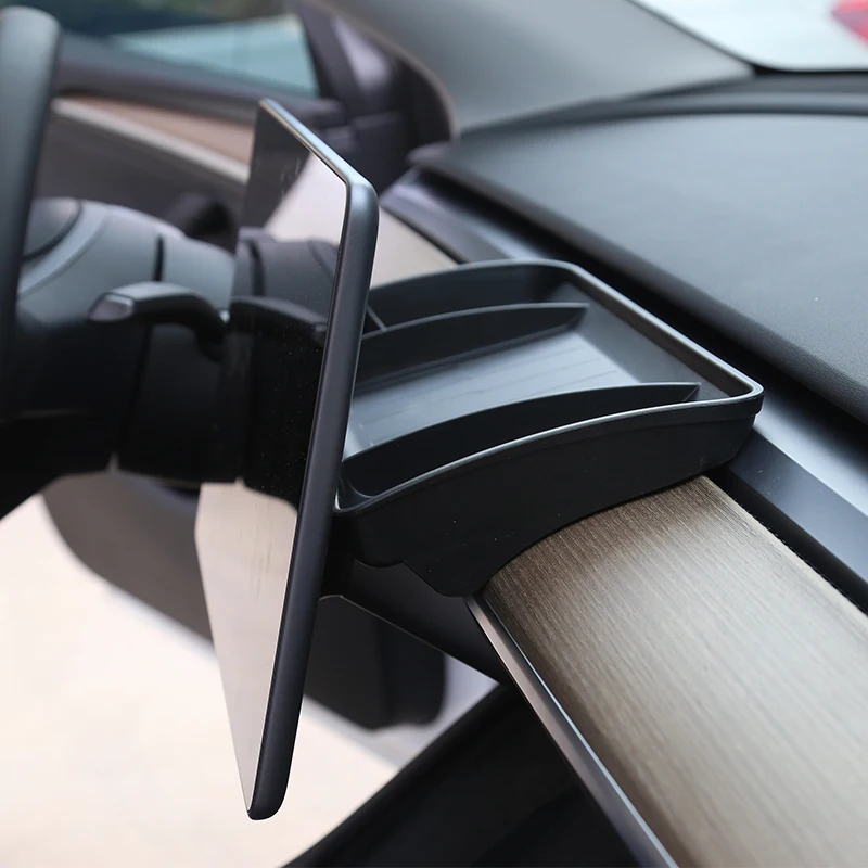 

Screen Rear Storage Box for Tesla Model 3 Y TPE Dashboard Tray Tissue Box Invisible ETC Glasses Support Car Interior Accessories