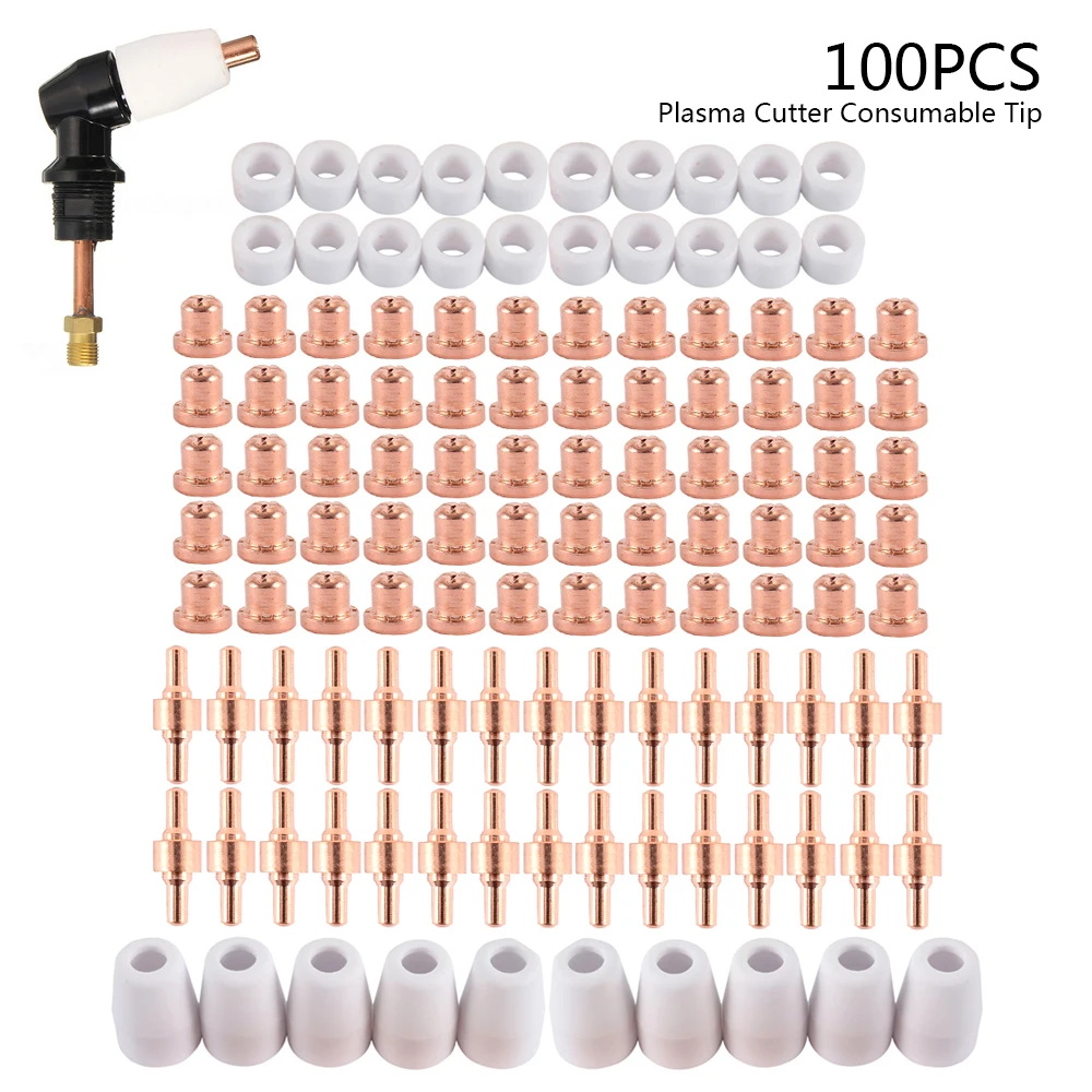 100Pcs Plasma Cutter Tip Electrodes &amp Nozzles Kit Consumable Accessories For PT31 CUT 40 50 Welding Tools | Инструменты