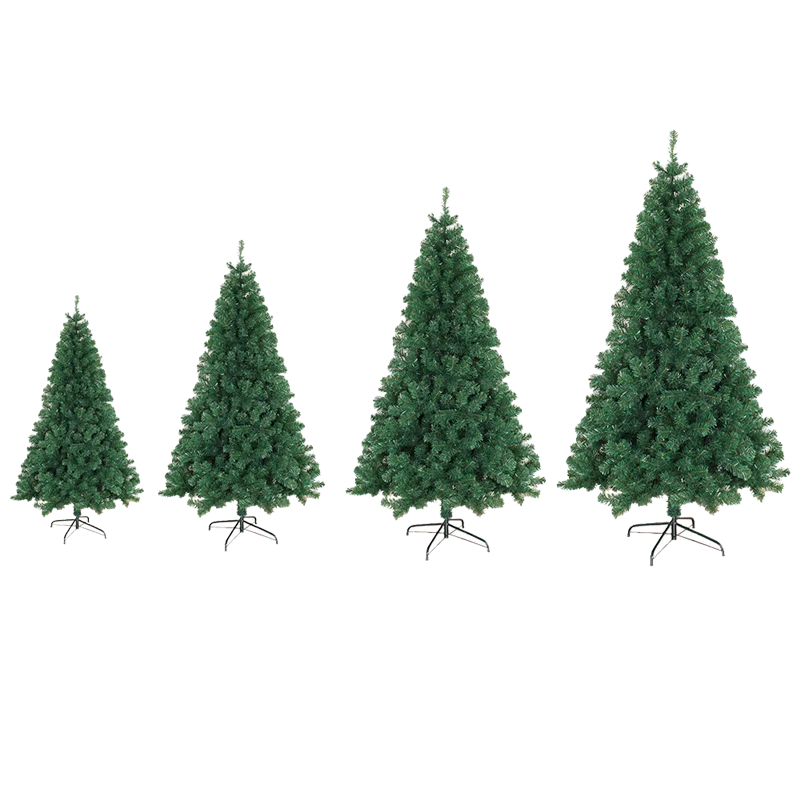 Artificial Green Christmas Tree 210cm with 800 Pine Branches Flame-retardant PVC Material Fir Tree Metal Christmas Tree Tripod