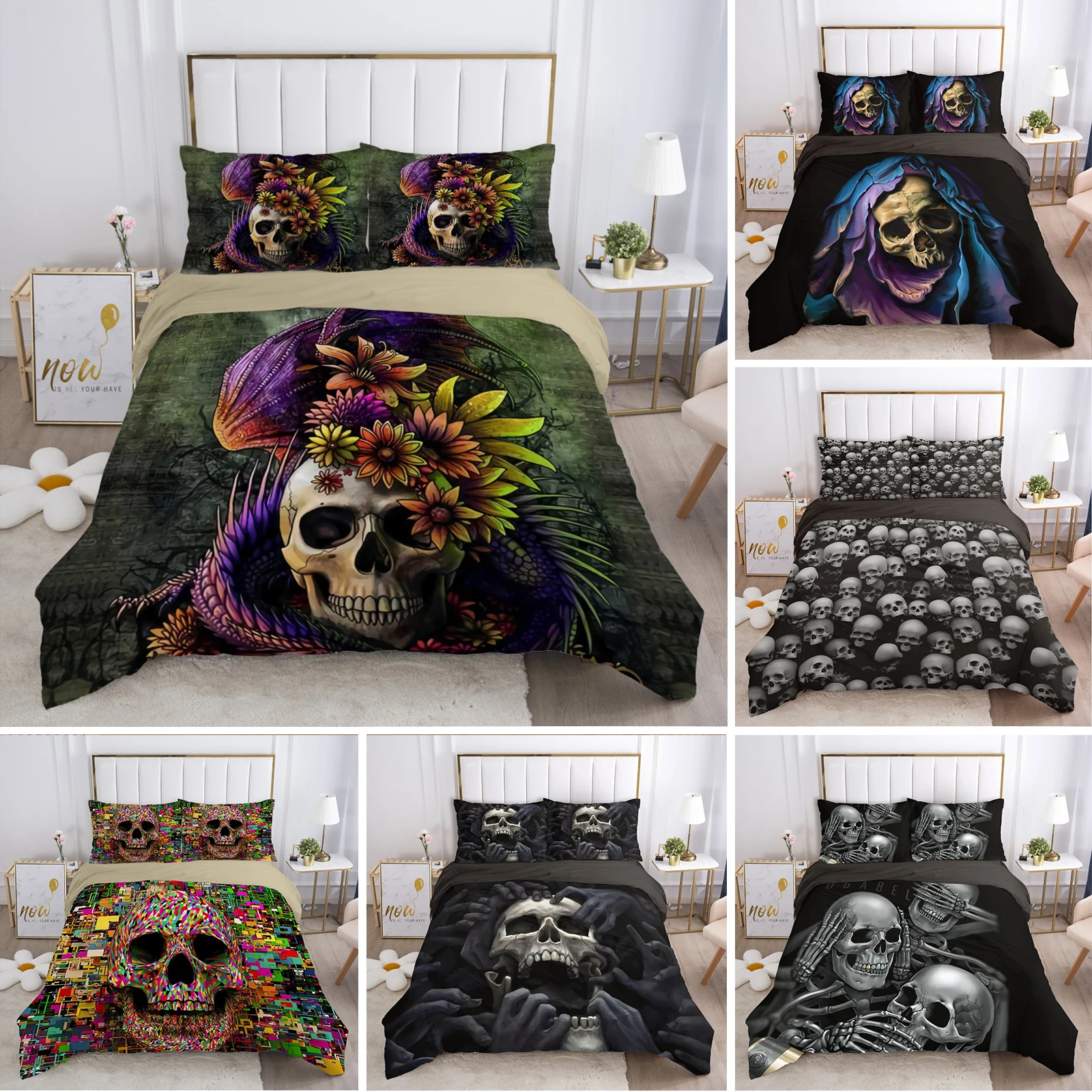 

Skull Deadpool Bedding Set For Boys Adults Kid Duvet Cover Bed Cover with Pillowcase Single Queen King Double 3pcs Suit