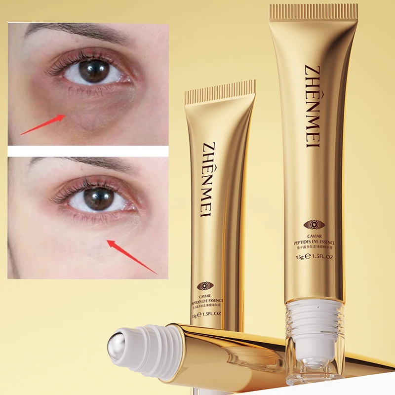 

Eye Cream Anti Dark Circle Skin Care Peptide Eye Bags Anti Wrinkle Caviar Hyaluronic Acid Eye Essence Roller Massager Beauty 15g