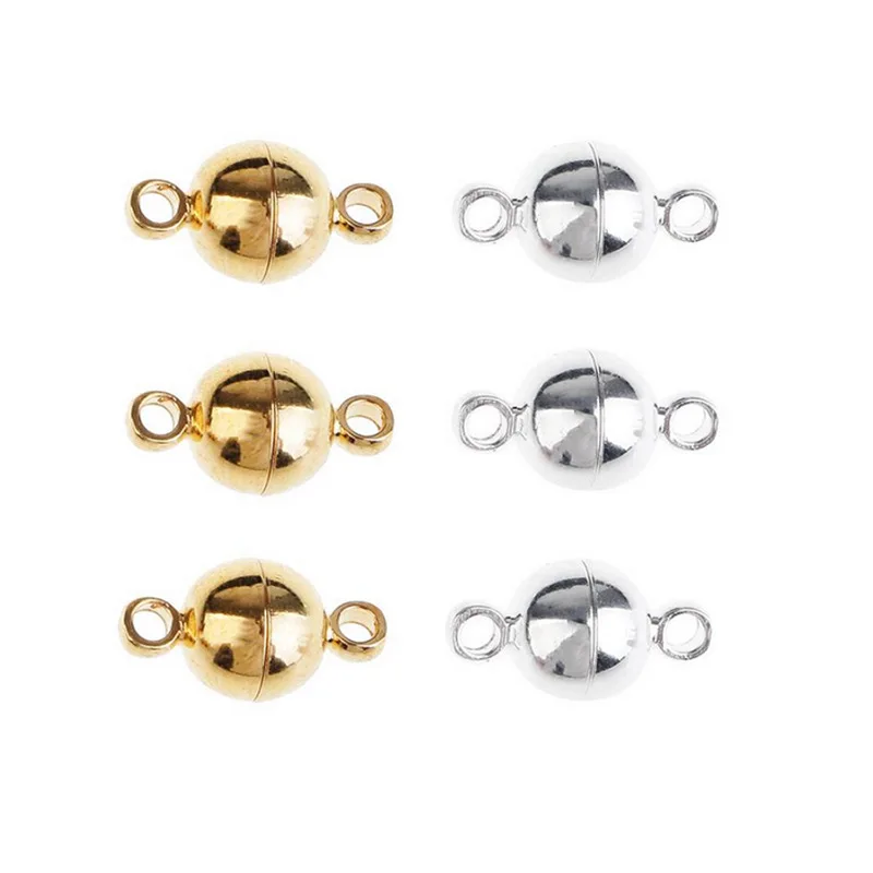 2pcs 6/8mm Silver Gold Round Magnetic Clasps Accessories Bead Clasp Converter Buckle Connector For DIY Jewelry Findings Makings