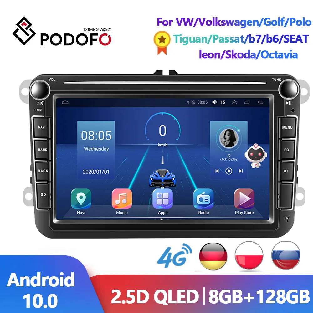 

Podofo 2Din Android 10 Car Multimedia Player For VW/Volkswagen/Golf/Polo/Tiguan/Passat/b7/b6/SEAT/leon/Skoda/Octavia GPS Radio