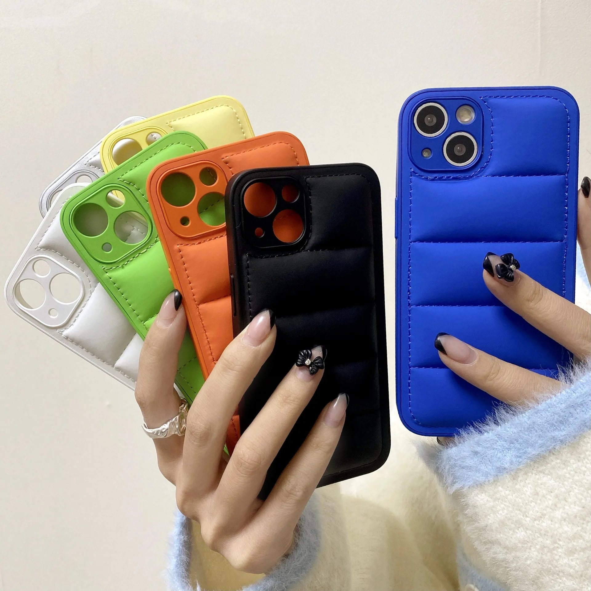 

Soft Silicone Phone Cases on IPhone 11 ProMax for Girls Fashion Down Jacket for IPhone 12 13 Pro XS Max X XR 7 8 Plus cute Cover