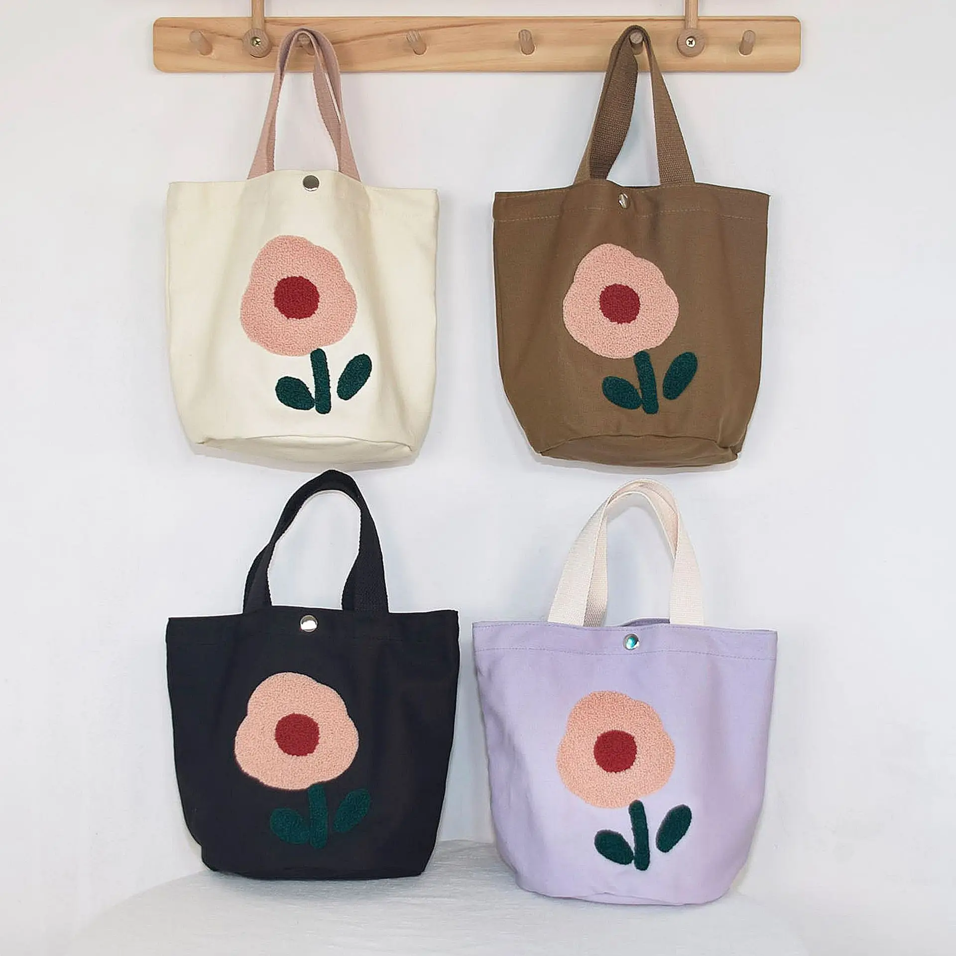 

Холщовые сумки для женщин, дамская сумочка на плечо с цветочным принтом, вместительный кошелек для покупок, для студентов