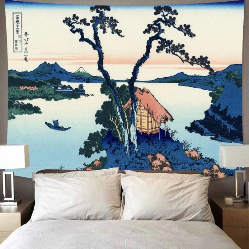

River Tapestry color River tapestry Hokusai Art tapestries Wall Hanging Japanese Art for Bedroom College Dorm Home Decor