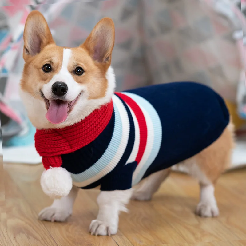 

Welsh Corgi Clothes French Bulldog Coat Winter Dog Sweater Outfit Poodle Bichon Schnauzer Pet Clothing Knit Costume Dropship