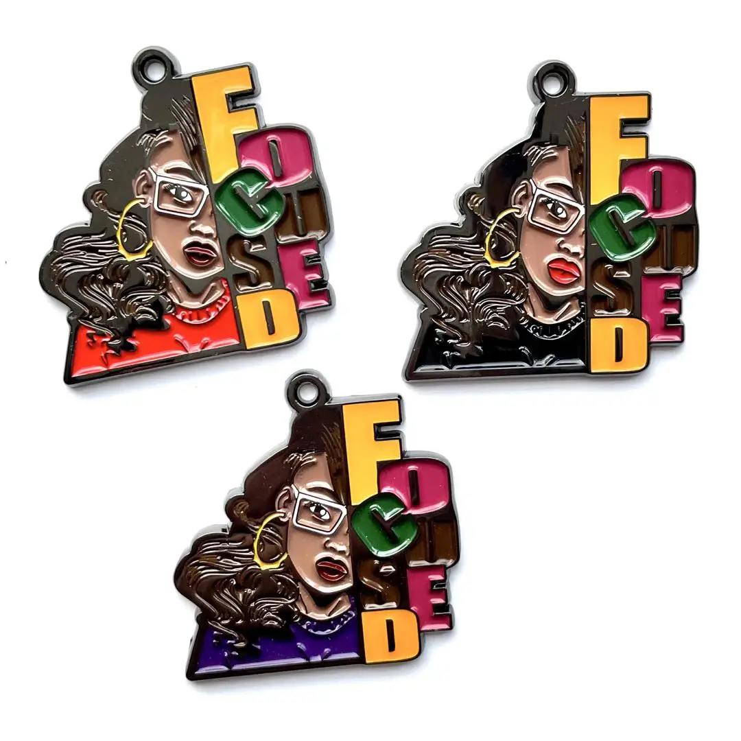 5 шт. афро девушка сфокусированные цитаты меланин Очаровательная Эмаль кулон для