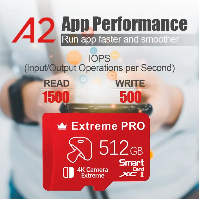 Высокоскоростная карта памяти Micro TF SD на 1 ТБ 128 ГБ 256 V30 мини SD-карты 512 флэш-карта