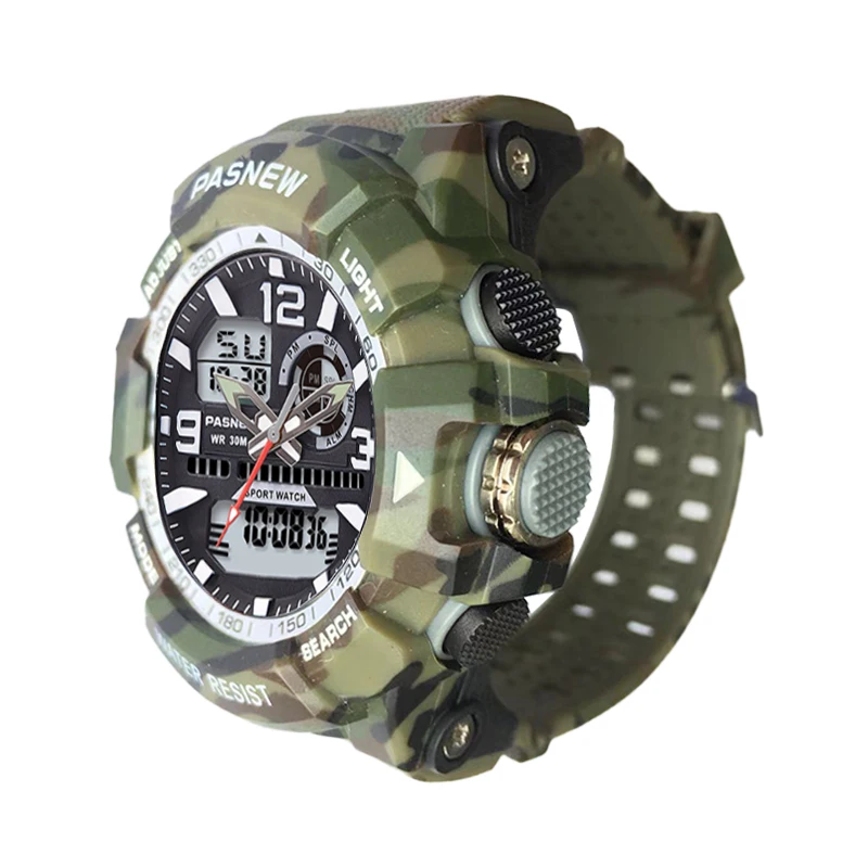 Led Digital Large Pointer Gray Camouflage Wristwatch Male
