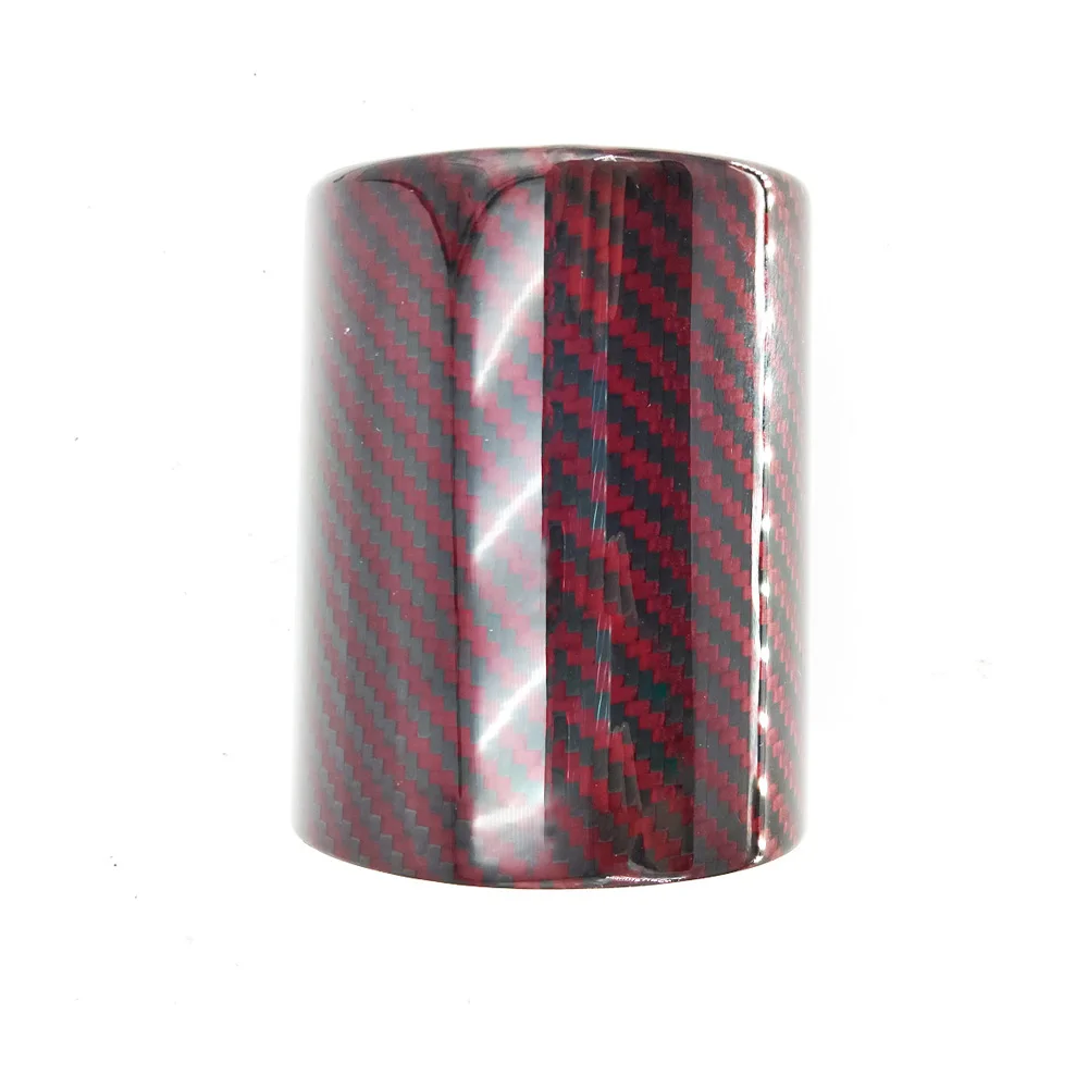 

89mm Universal Car Real Carbon Fiber Cover Exhaust Pipe Case Red Glossy