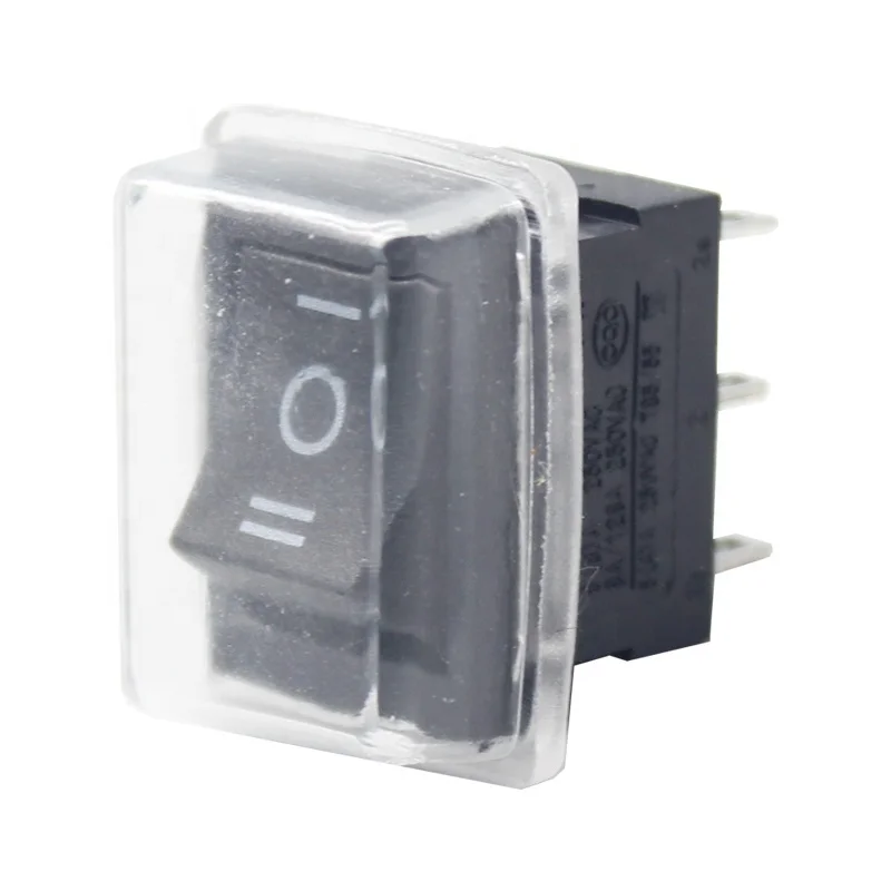 

250V 6A waterproof on off on DPDT black rocker switch with cover