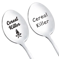 2022 summer stainless steel spoon for dad funny cereal killer weapon of choice childrens cutlery family gift lettering custom