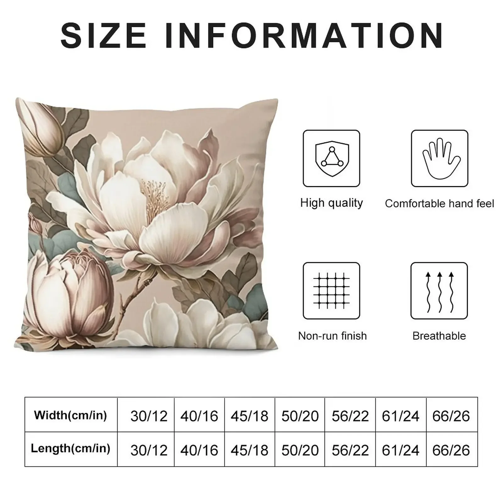 Декоративная подушка с принтом магнолий