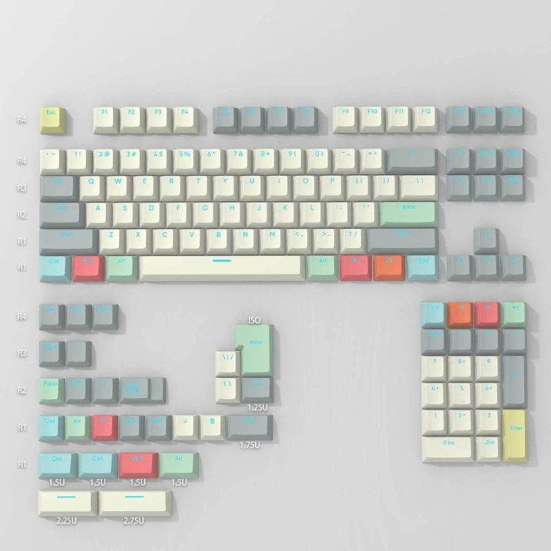 

135 клавиш, двойные колпачки с подсветкой для игровой механической клавиатуры, набор клавиш CherryProfile DyeSub, толстые из ПБТ