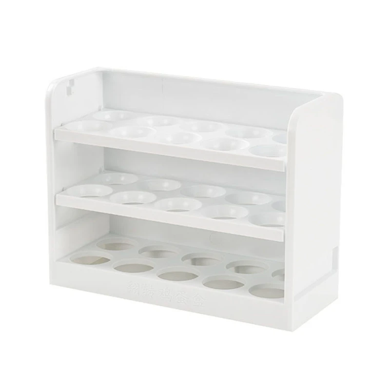 

30 Grids Plastic Egg Holder for Refrigerator 3-Layer Flip Fridge Egg Tray Container Kitchen Countertop Fresh Egg Storage Contai