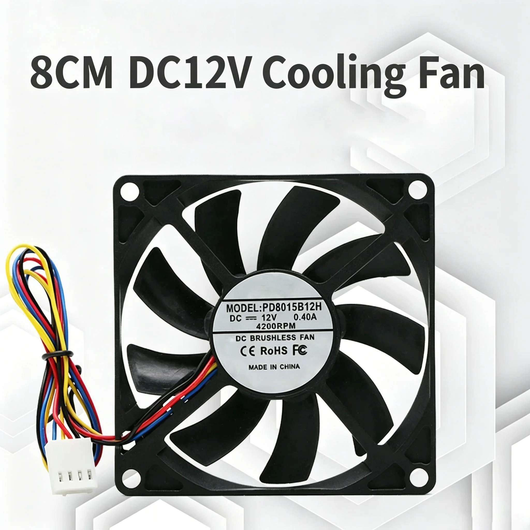 Фото Низкопрофильный вентилятор 8015 PD8015B12H DC12V 0.4A 80x80x15 мм, 2-контактный бесщеточный мини-кулер для 3D-принтеров и блоков питания ПК №3