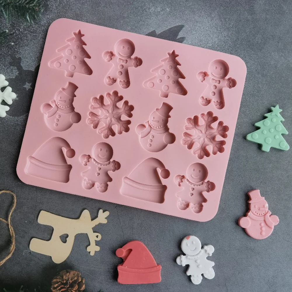 Silicone DIY Cake Baking Decoration Chocolate Mold Gift Christmas Tree Snowflake Santa Claus Snowman Hat Christmas Series Silico