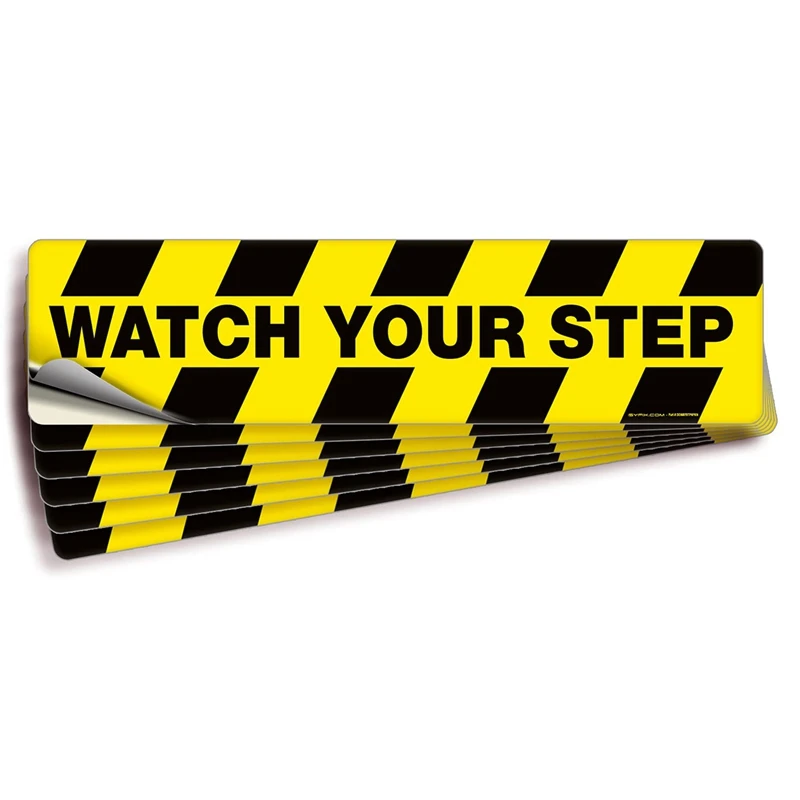 

6PCS Watch Your Step Floor Decal Sticker Premium Self-Adhesive Vinyl, Laminated Non-Slip, Waterproof Sticker