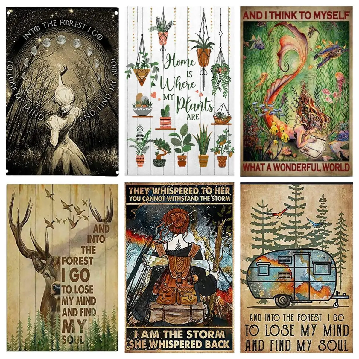 

Witchy Into The Forest I Go to Lose My Mind and Find My Soul Forest Retro Metal Signs Home Kitchen Cafe Garden Bar Wall Decor