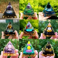 orgone pyramid amethyst peridot healing crystal energy orgonite pyramide meditation tool quartz home decor