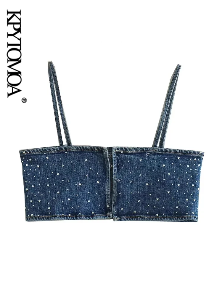 KPYTOMOA-Женские джинсовые майки на тонких лямках сексуальная мода с прорезями