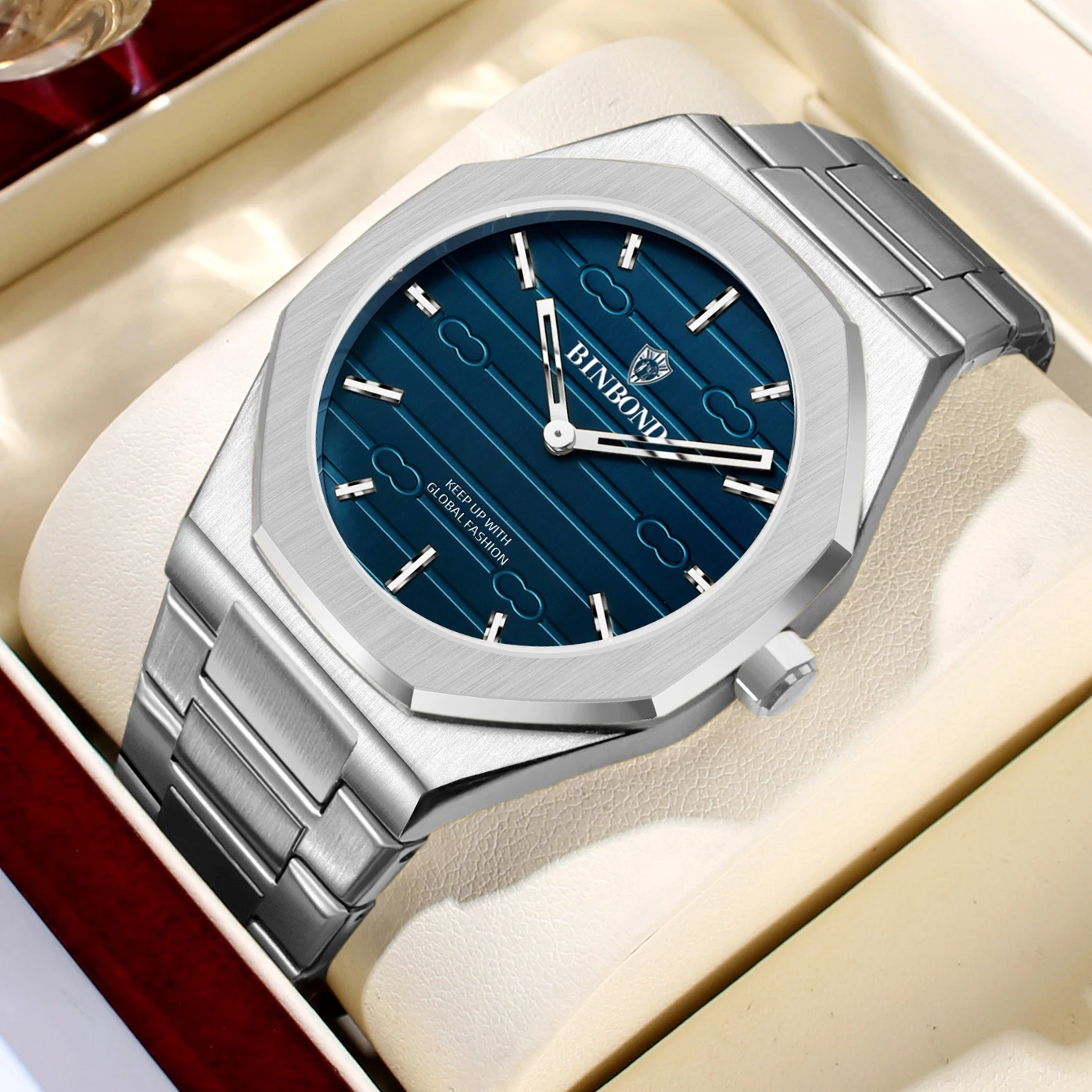 BINBOND лучший бренд класса люкс Sea Horse Series мужские деловые кварцевые часы светящиеся