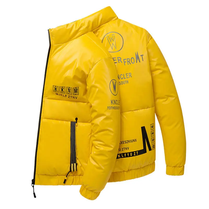 Down padded jacket men's short jacket 2022 new trend handsome men's bright stand collar thickened winter jacket men