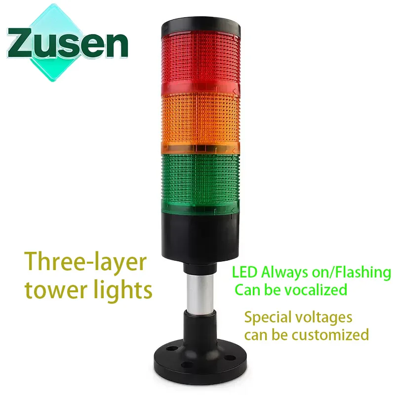 

Сигнальная колонна Zusen 70 мм TBQ70-3T/W-D(J) 12В 24В 110В 220В с комбинированным постоянным и стробоскопическим сигналом и зуммером